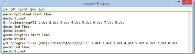 Script runs optimized and unoptimized
