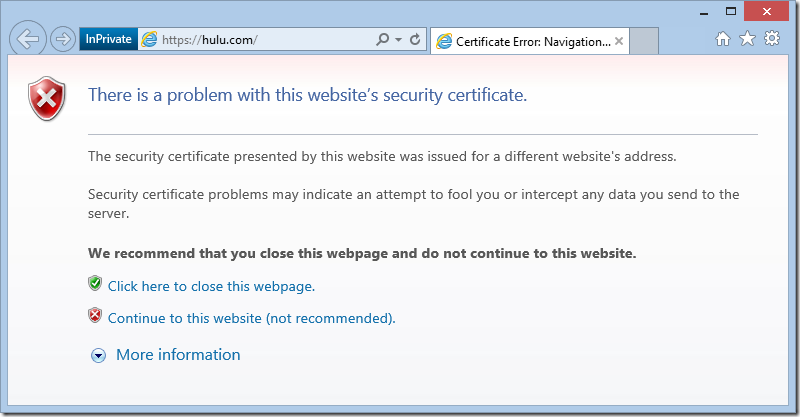 Hulu Certificate Error