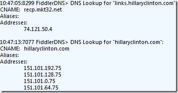 DNS reveals the "links" domain is pointed at a third party
