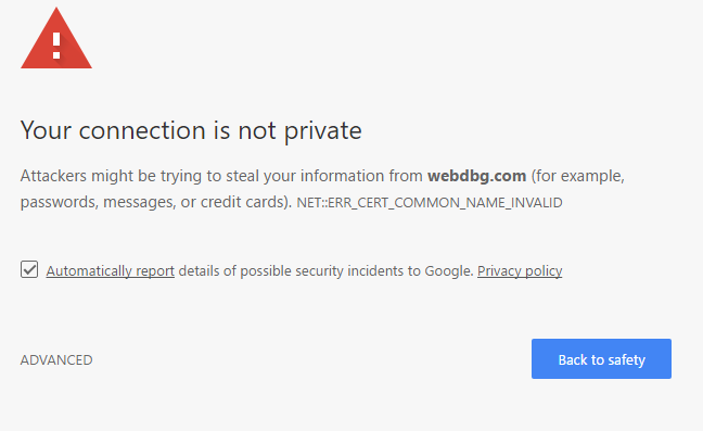 NET::ERR_CERT_COMMON_NAME_INVALID blocking page in Chrome